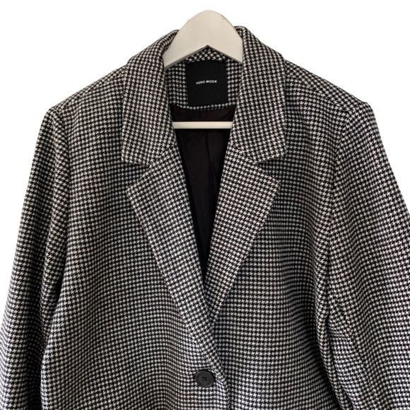 Plaid Loose Fit Houndstooth Single Breasted Wool Blend Blazer XL - Picture 4 of 16